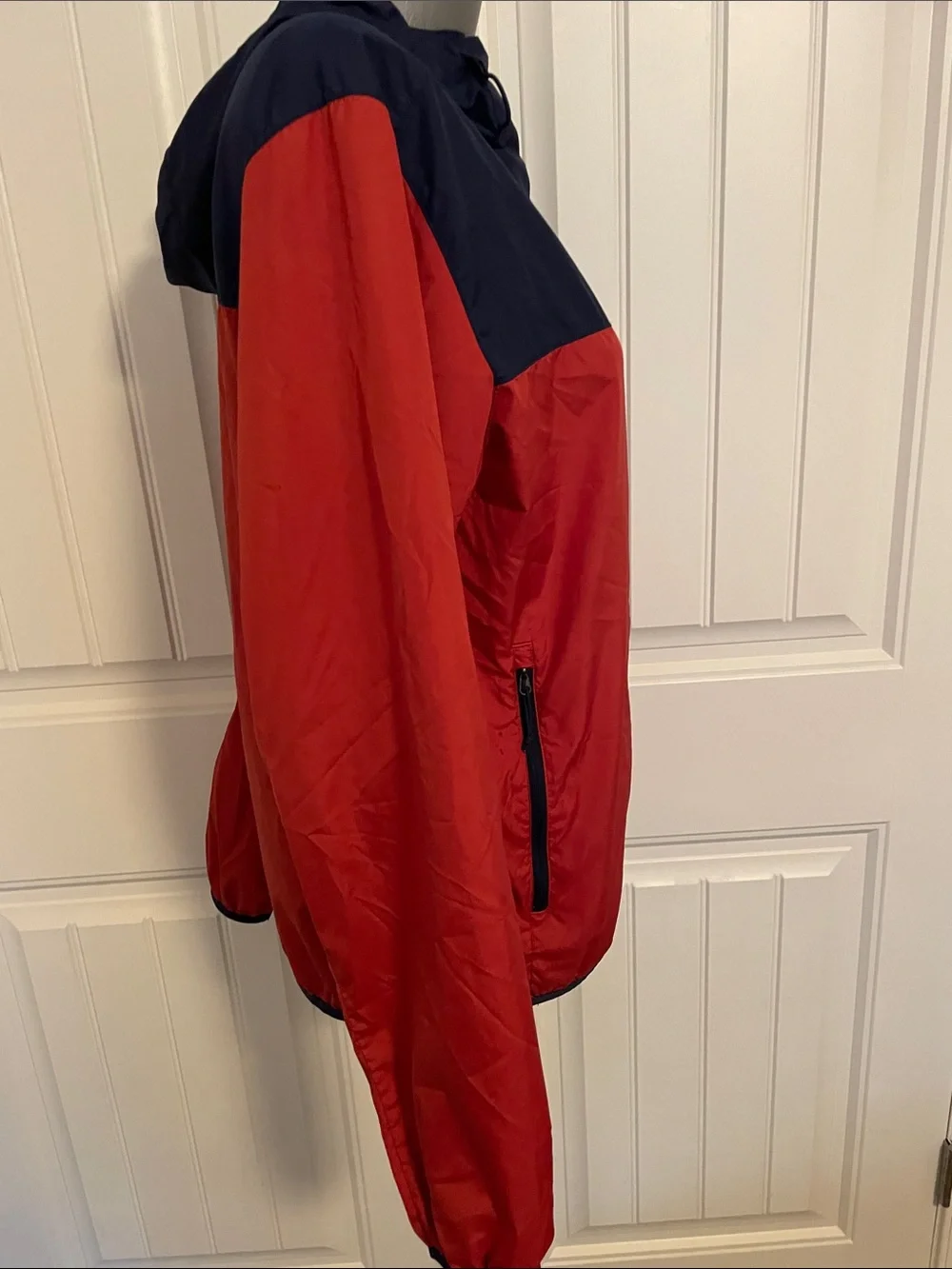 The North Face Red and Navy Hooded Windbreaker Jacket
